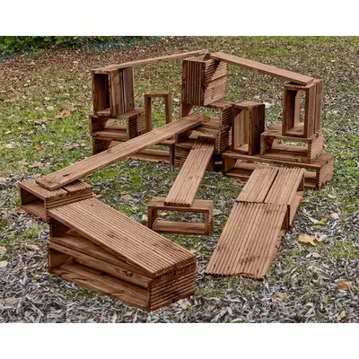 Outdoor-Bausteine aus robustem Holz – 50 Stück
