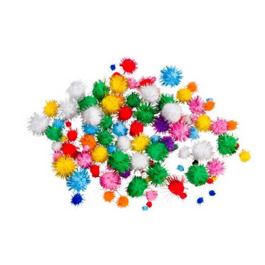 370147_1 Glitter Pom Poms 100er Set - 370147 1