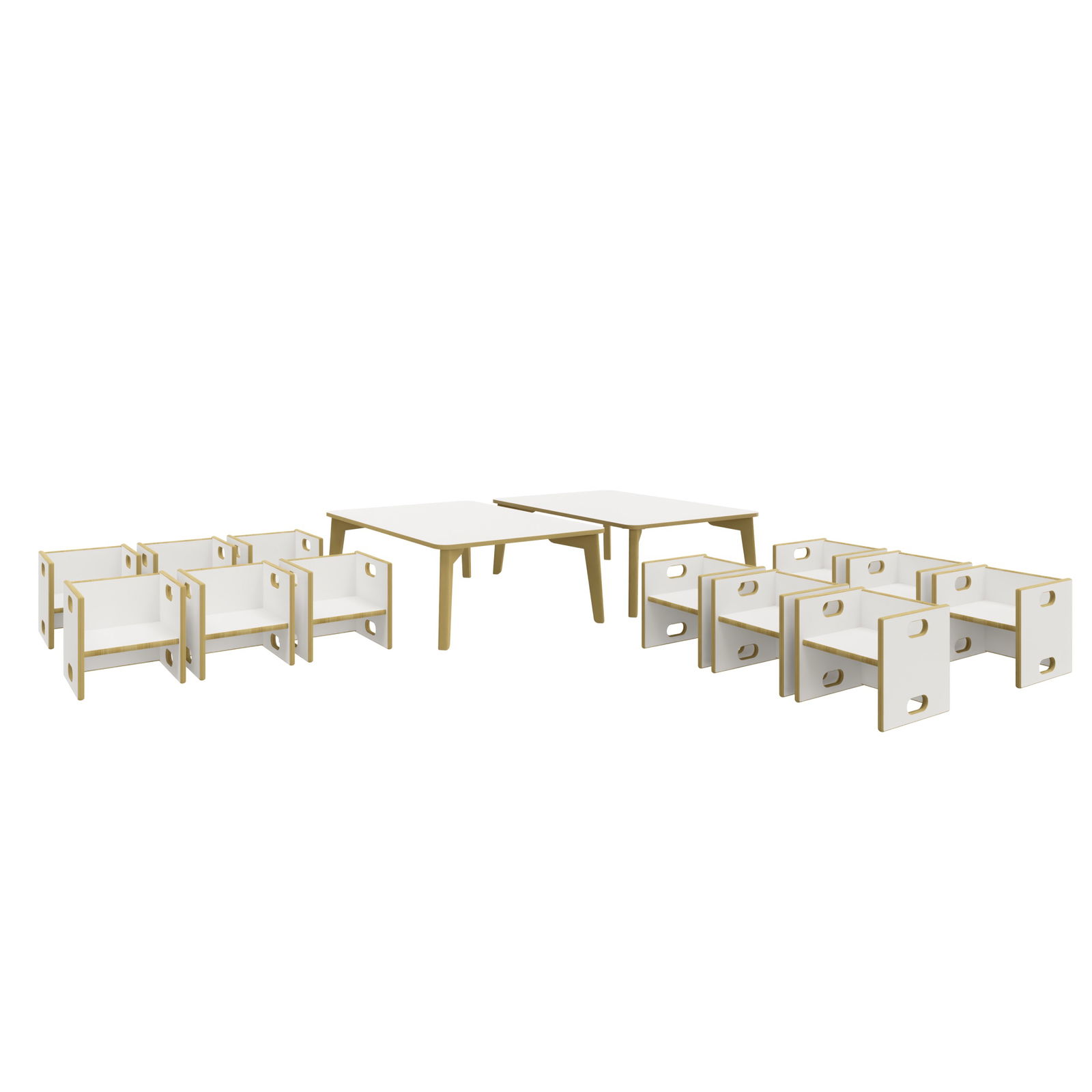 DECOR 2 Tische & 12 Wandelstühle weiß für Krippengruppen