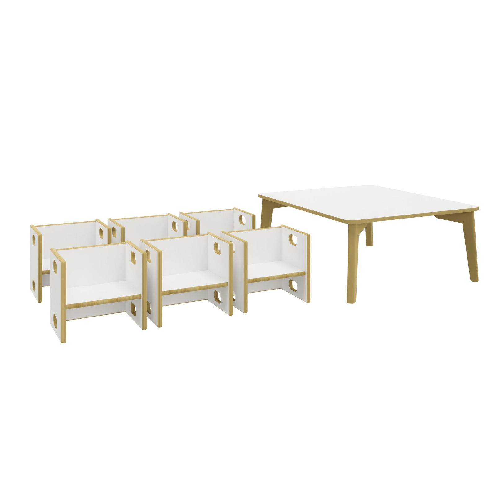 DECOR 1 Tisch & 6 Wandelstühle weiß für Krippengruppen