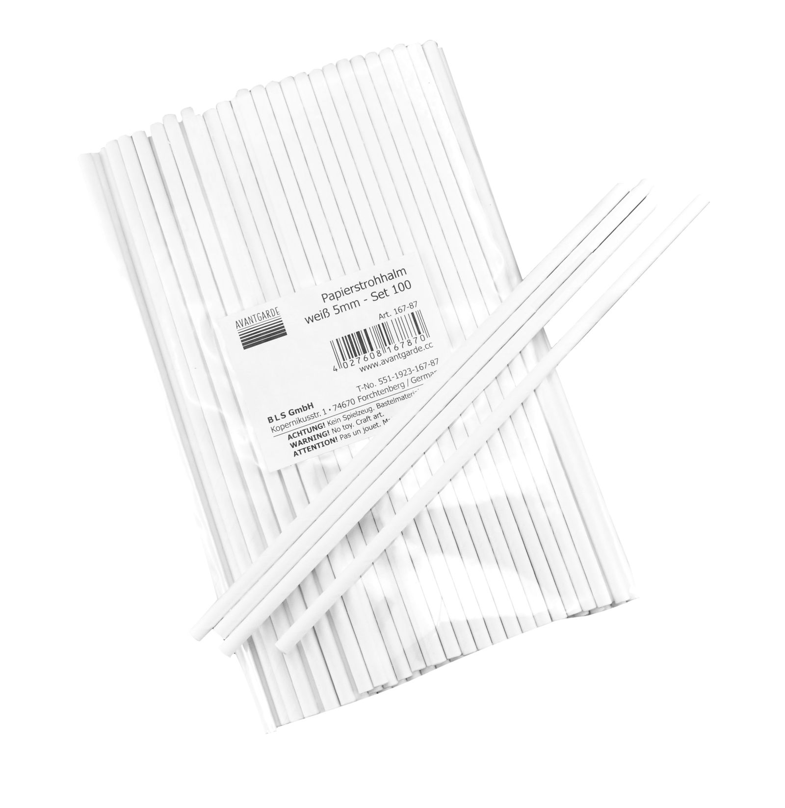 Papierstrohhalm weiss - Set 100 Stück