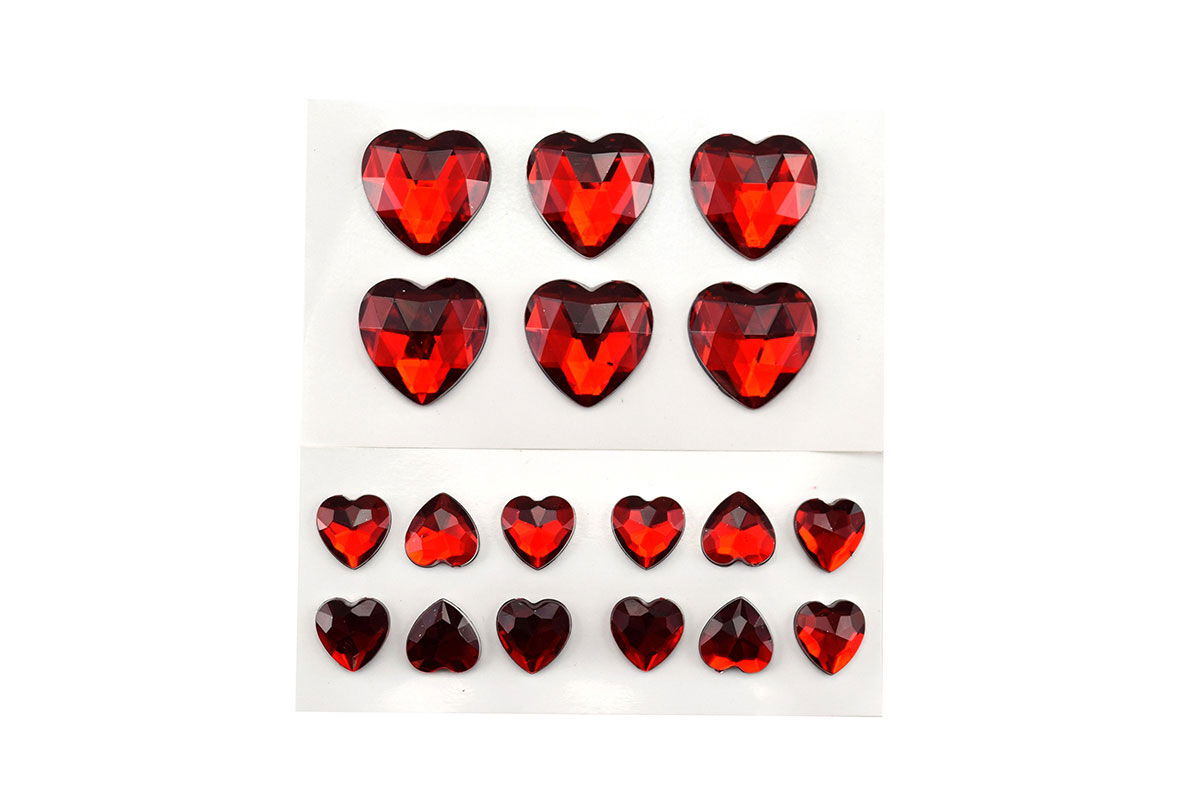 Edelsteine selbstklebend Herzen gemischt - 18 Stück