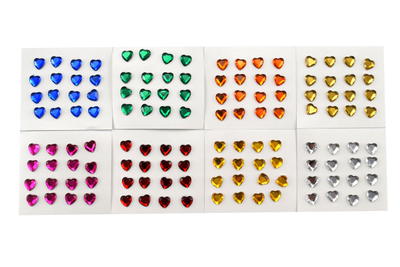 Edelsteine selbstklebend Herzen klein – 128 Stück
