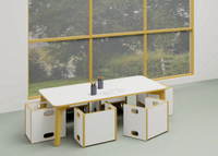 DECOR 1 Tisch & 6 Wandelstühle weiß für Krippengruppen - 2 Rendering U3 1Tisch+Stühle weiß