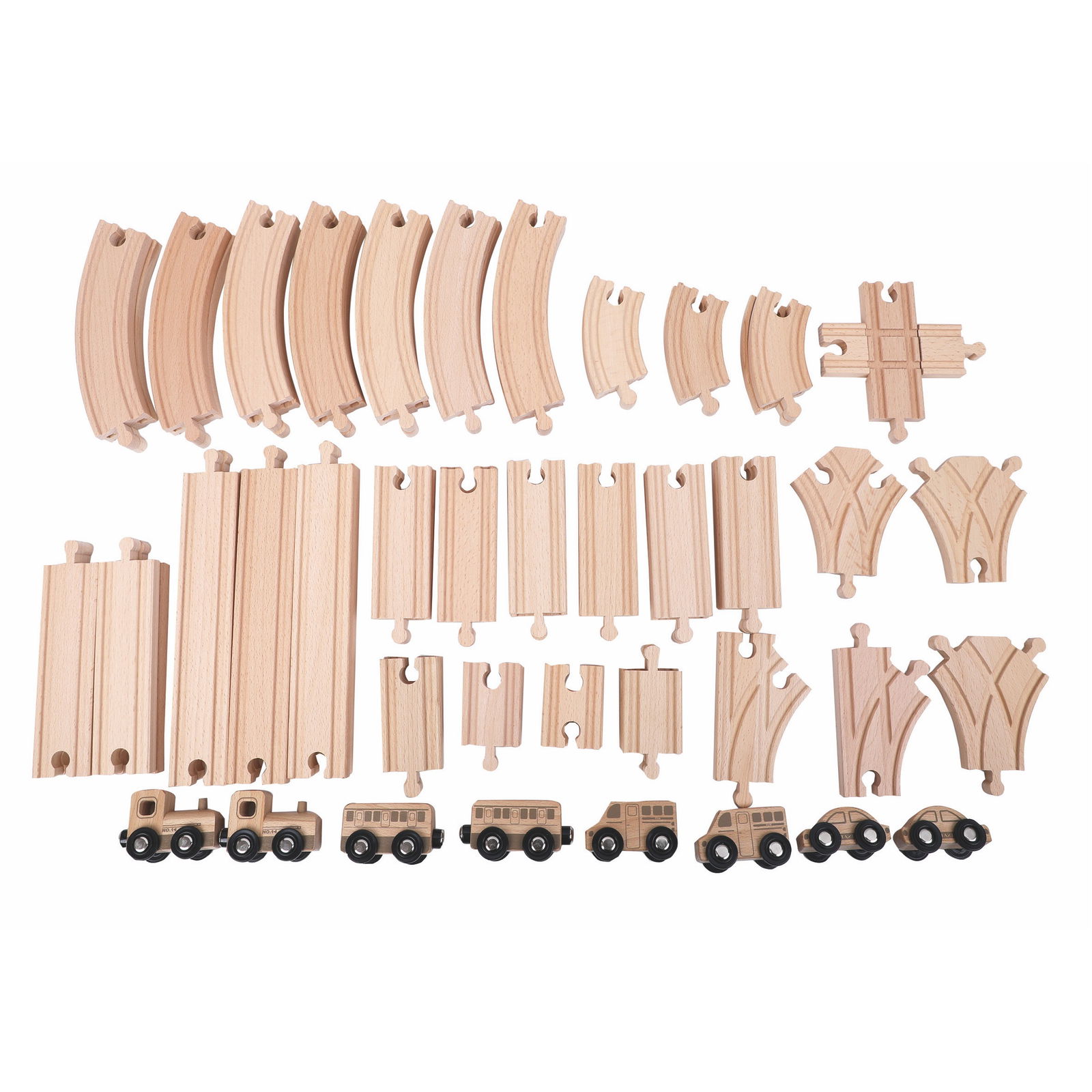 Holzeisenbahn Schienensystem - Set 64 Teile