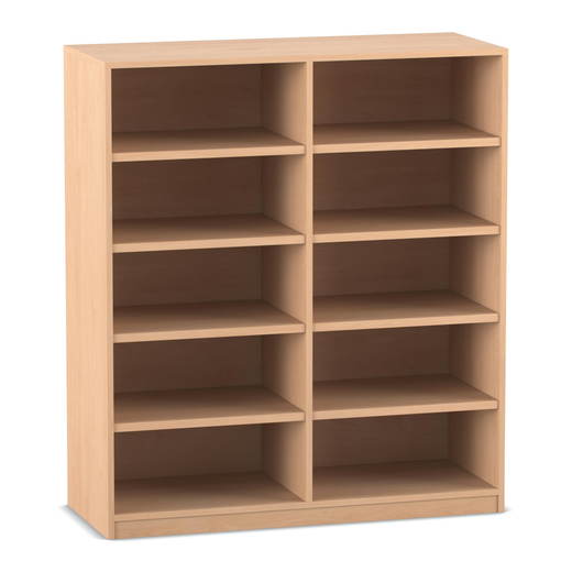 817019_P01 Flexeo® Bibliotheksregal, 10 Fächer, mittelhoch, Breite 126,4 cm - 817019 P01