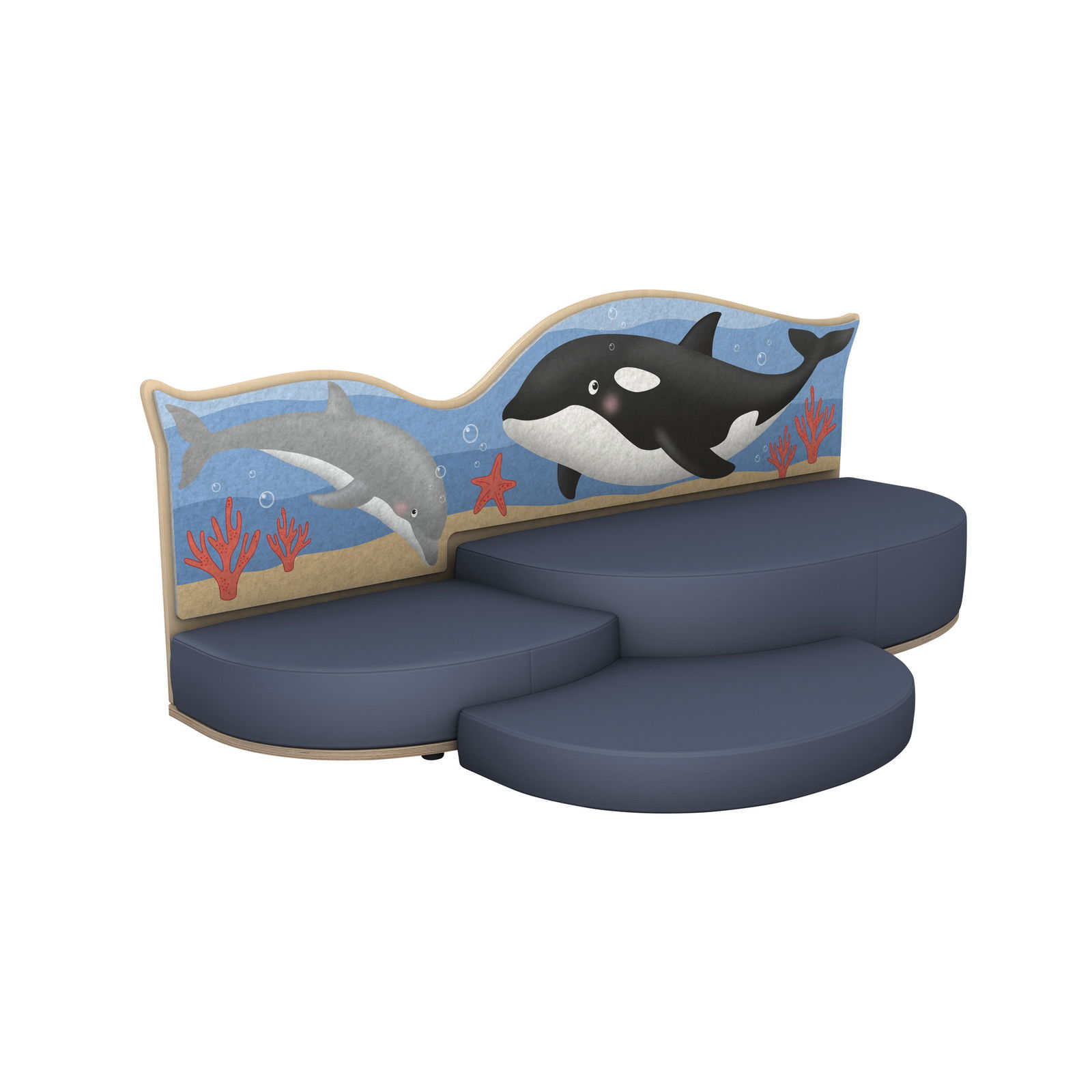 Kinder-Akustiksofa „Ozean“ mit zwei Ebenen