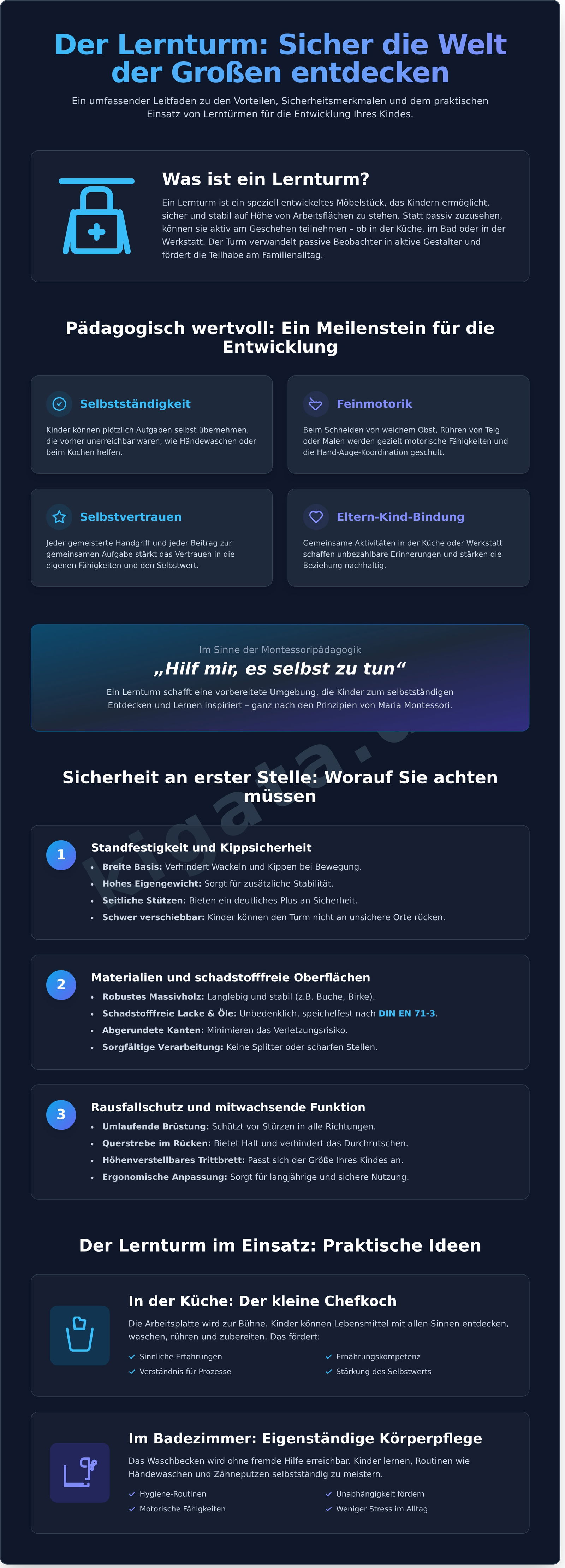 Lernturm: So fördern Sie Selbstständigkeit und Neugier auf Augenhöhe - Infographic