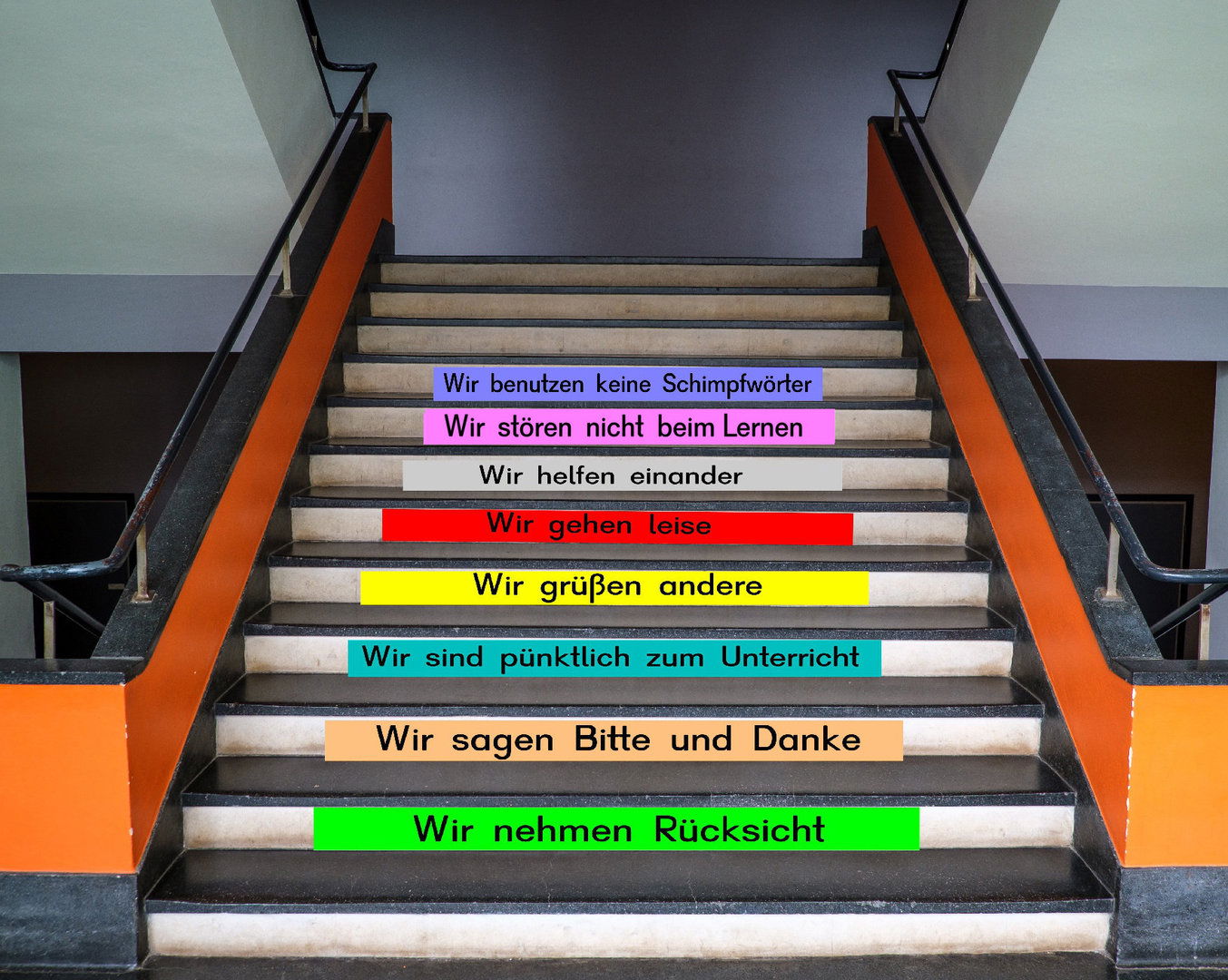Treppen-XXL Sticker, Indoor, Verhaltensregeln