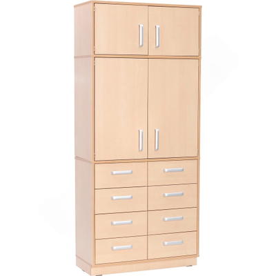 Flexi-TB Kombihochschrank A mit Schubladen, Höhe: 203 cm, geschlossen, Ahorn-Jylland-TB