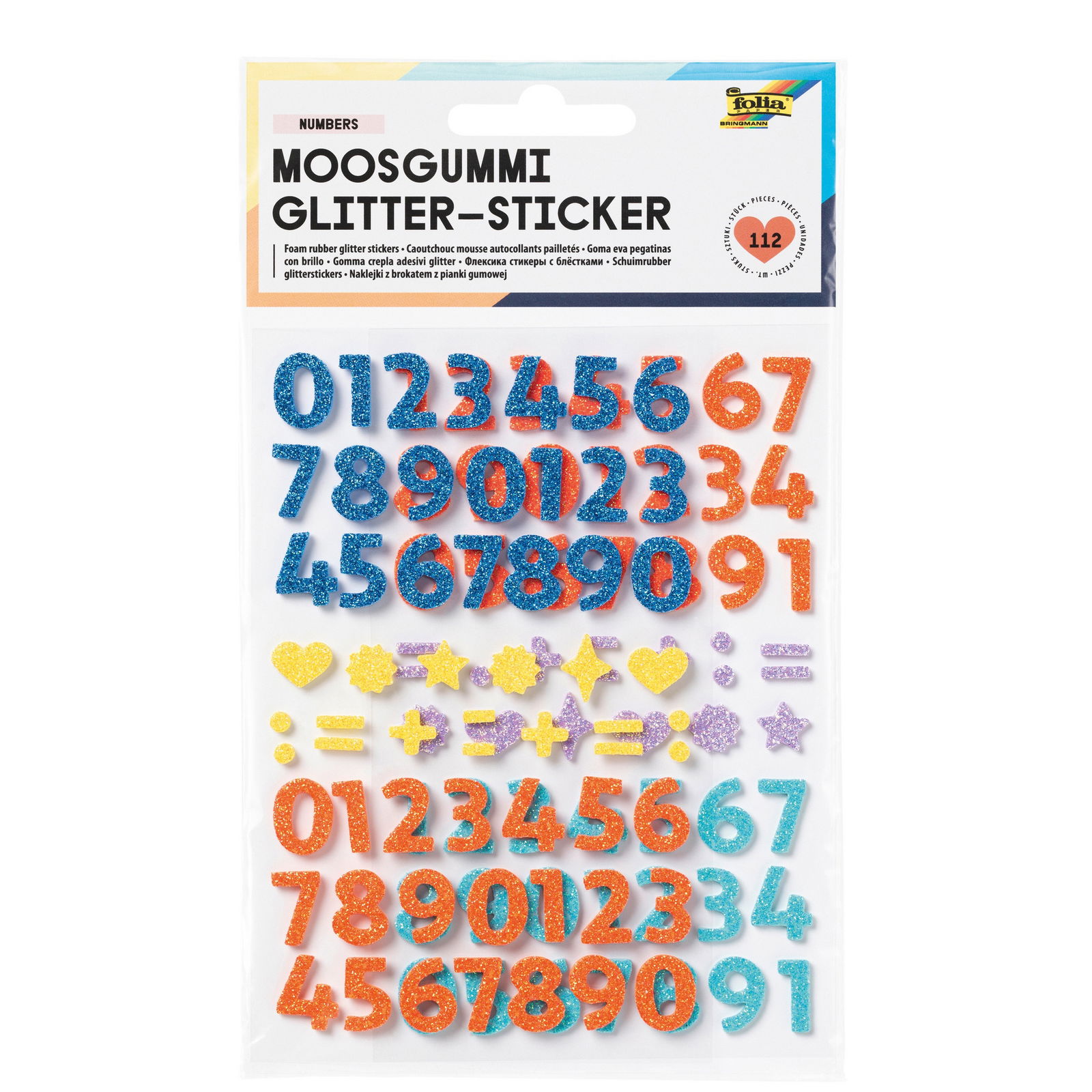 Moosgummi-Glitter-Sticker „Zahlen“, 112 Stück