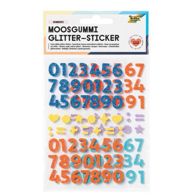 Moosgummi-Glitter-Sticker „Zahlen“, 112 Stück