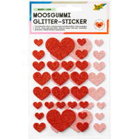 Moosgummi-Glitzer-Sticker „Herz“, 50 Stück - folia Moosgummi Glitzer Sticker Herz 50 Stueck 775193 a ZN