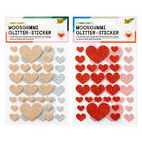 Moosgummi-Glitzer-Sticker „Herz“, 50 Stück - folia Moosgummi Glitzer Sticker Herz 50 Stueck E 775193 a ZN
