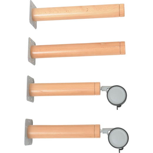 092798_a_15 Flexi Tischbeine rund, 2 Stück ohne Rollen + 2 Stück mit Rollen - 092798 a 15
