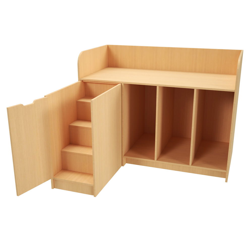 Große Wickelkommode Breite: 150 cm mit Treppe, Birke