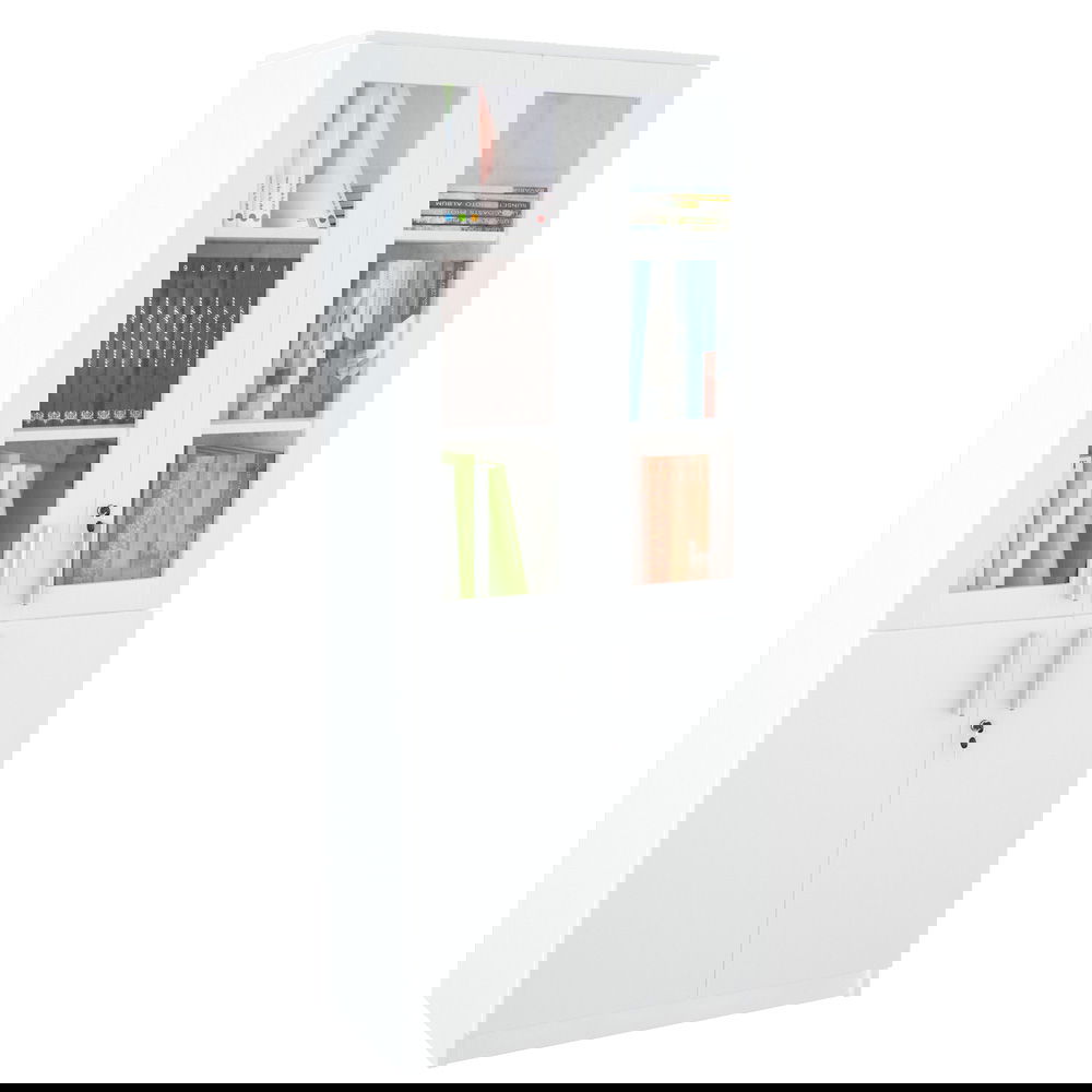 EXPO Schrank 185 mit Glasvitrine, Holzrahmen