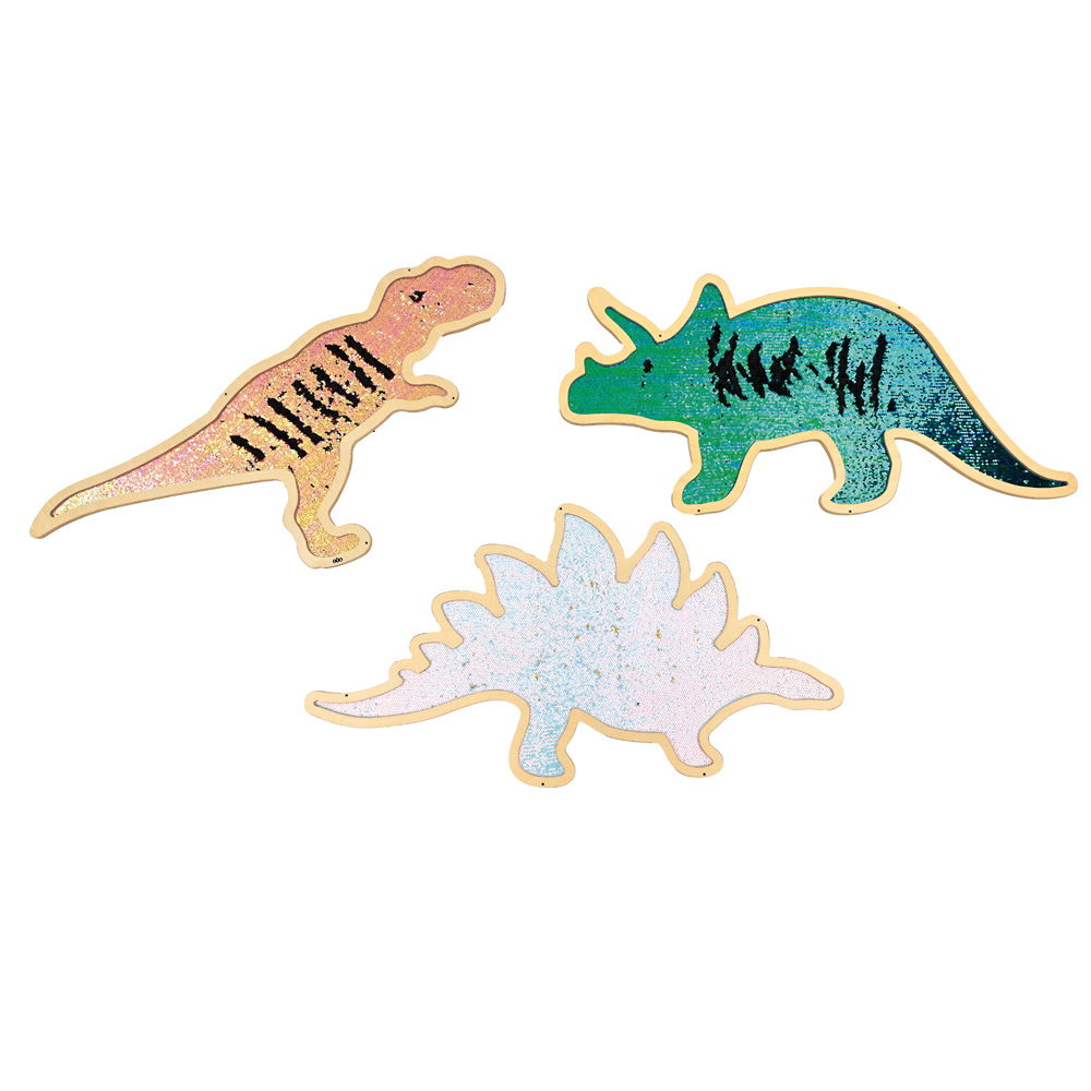 Wanddekoration mit Streichpailletten - Dinosaurier, 3er-Set