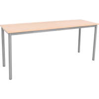 MILA Tisch 160 x 50 cm, Tischhöhe: 71 cm (Gr. 5), gerade Ecken – alufarben – Ahorn E