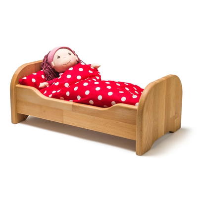 Puppenbett aus Buche massiv inkl. Bettzeug