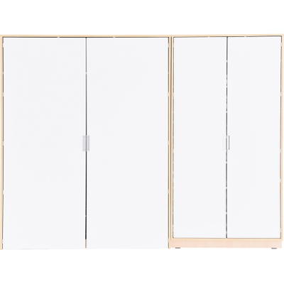 Quadro – Wäscheschrank + Schrank für 24 Kindergartenbetten – Ahorn, Türen weiß