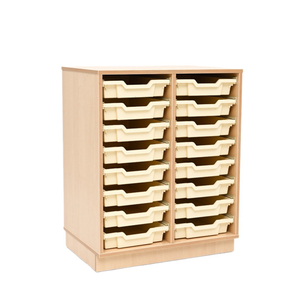 Flexi Regal M, auf Sockel + 16 flache Behälter, magnolia (Flexi 136)