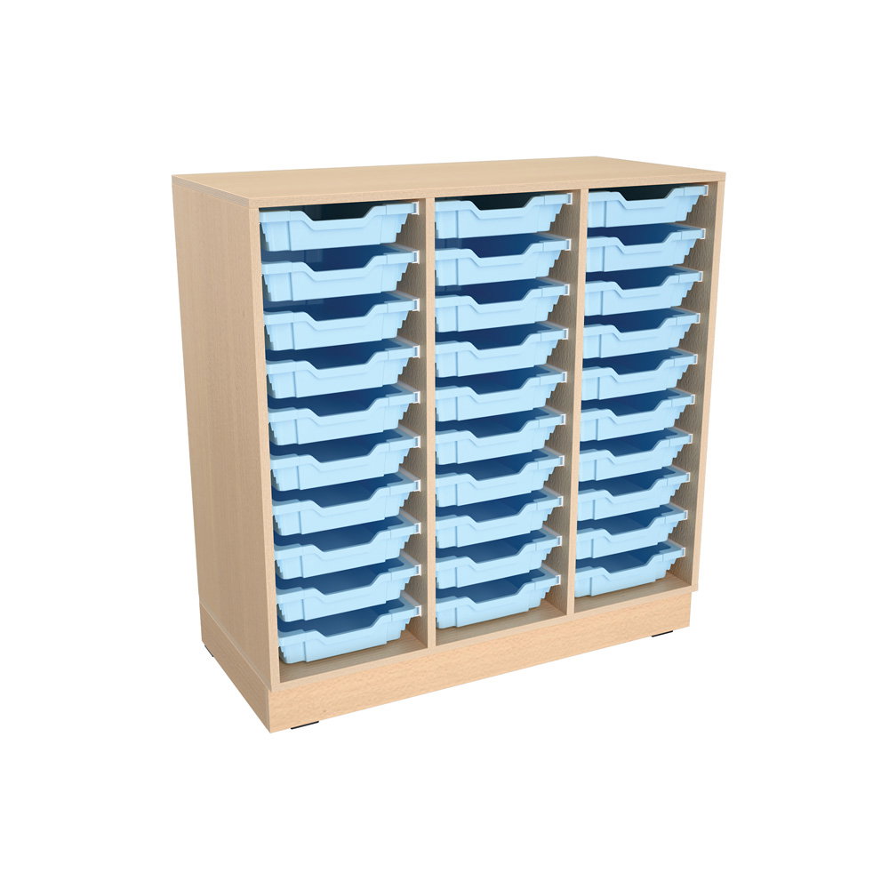 Flexi Regal L, auf Sockel + 30 flache Behälter, hellblau (Flexi 147)