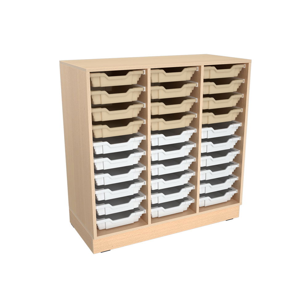 Flexi Regal L, auf Sockel + 30 flache Behälter, magnolia-hellgrau (Flexi 149)