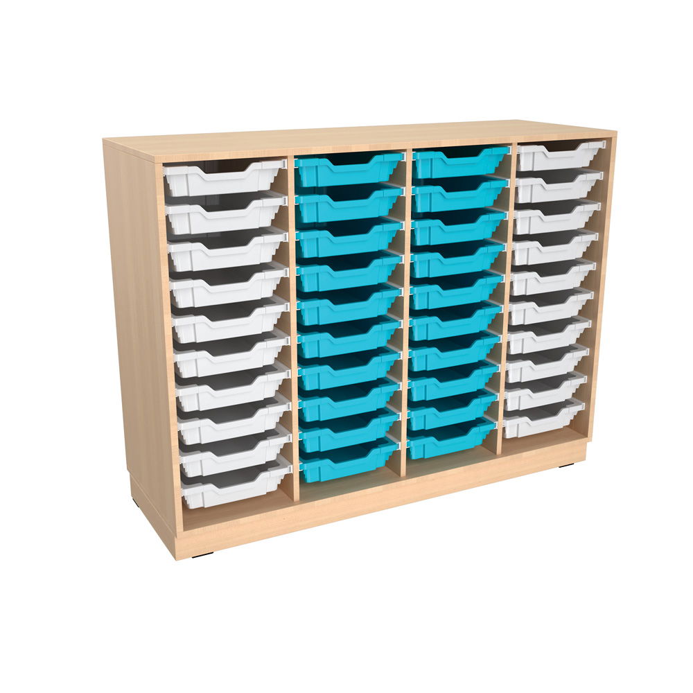 Flexi Regal L, auf Sockel + 40 flache Behälter, hellgrau-türkis (Flexi 150)