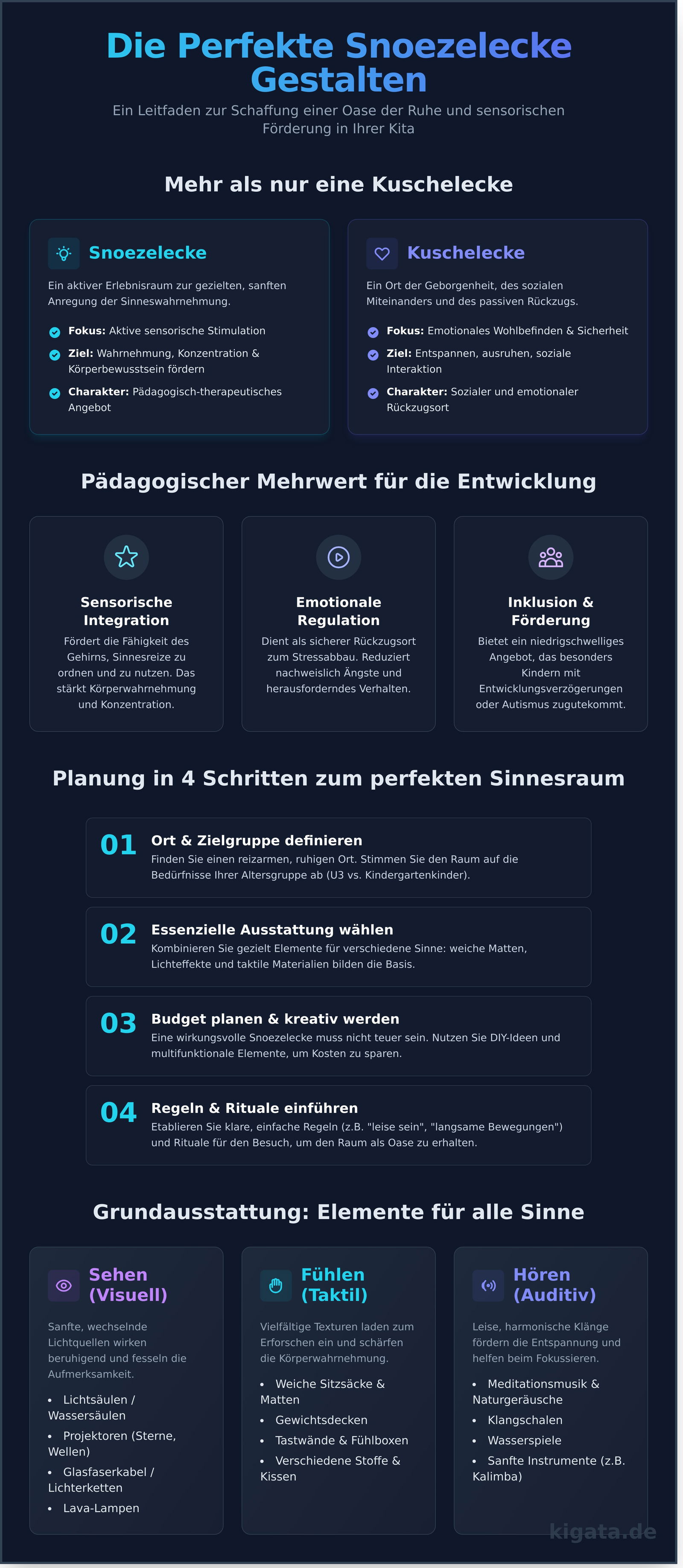 Snoezelraum einrichten: Der komplette Leitfaden für Kita & Krippe - Infographic