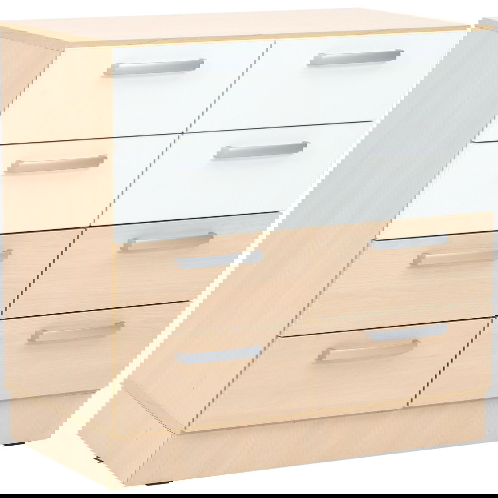 Grande Schubladenschrank M, T 48 - Ahorn Jylland, Fronten Ahorn Jylland-weiß (Set 10)