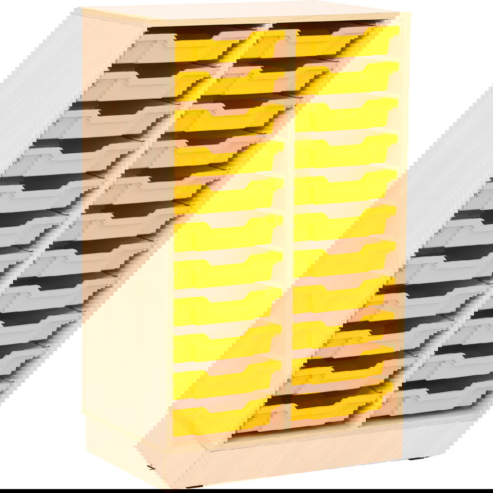 Regal L, B 70, mit 22 Behältern - Ahorn Jylland - gelb (Grande 31)