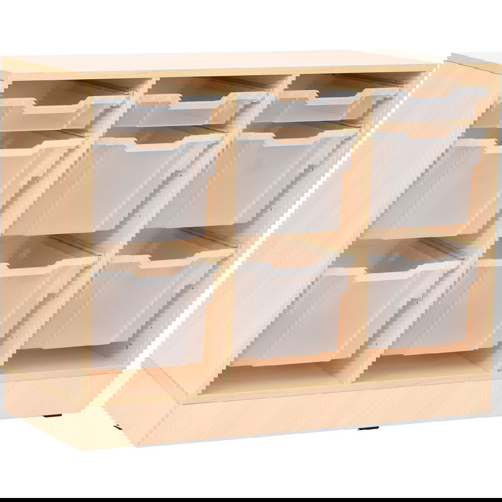 Regal M, B 104, mit 9 Behältern - Ahorn Jylland - transparent (Grande 35)