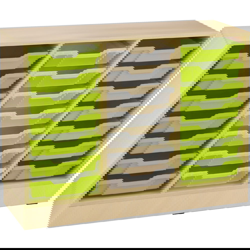 Regal M, B 104, mit 21 Behältern - Ahorn Jylland - transparent, hellgrün (Grande 38)