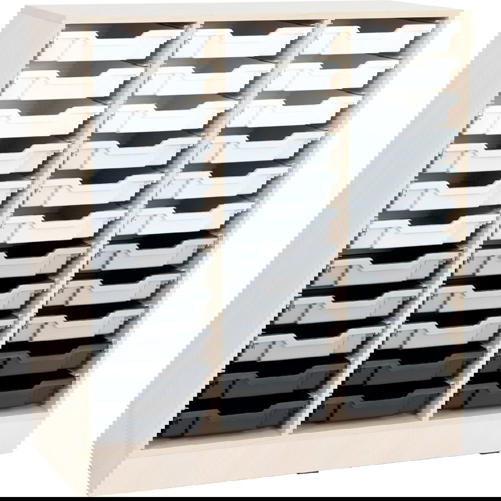 Regal L, B 104, mit 33 Behältern - Ahorn Jylland - 4 Farben (Grande 47)