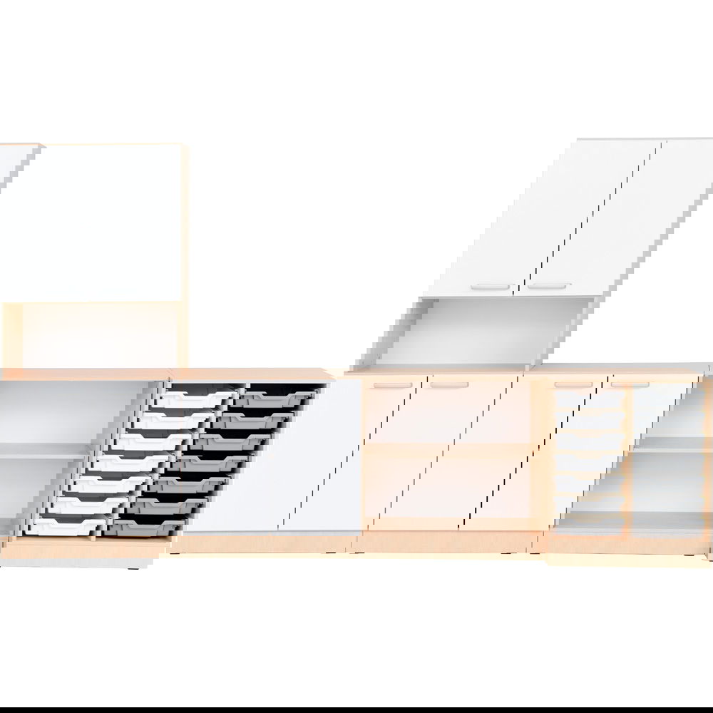 Möbelsatz Grande 68, T 38/48, Ahorn Jylland, Türen weiß