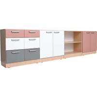Möbelsatz Grande 84, T 38, Ahorn Jylland, Fronten altrosa/weiß/grau - ZEST6007 b 23
