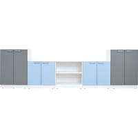 Möbelsatz Grande 85, T 38, weiß, Türen grau/hellblau - ZEST6008 a 23
