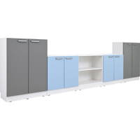 Möbelsatz Grande 85, T 38, weiß, Türen grau/hellblau - ZEST6008 b 23