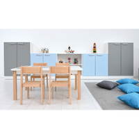 Möbelsatz Grande 85, T 38, weiß, Türen grau/hellblau - ZEST6008 d 23