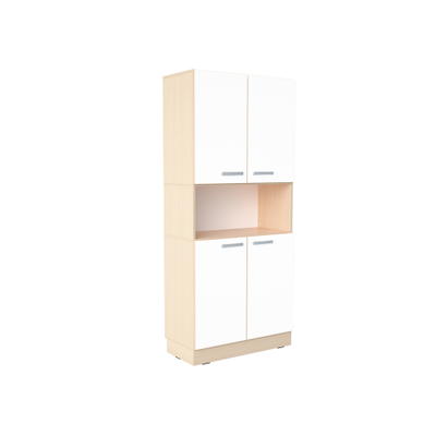 Hochschrank, H 187, T 38 – Ahorn Jylland, Türen weiß (Grande 90)