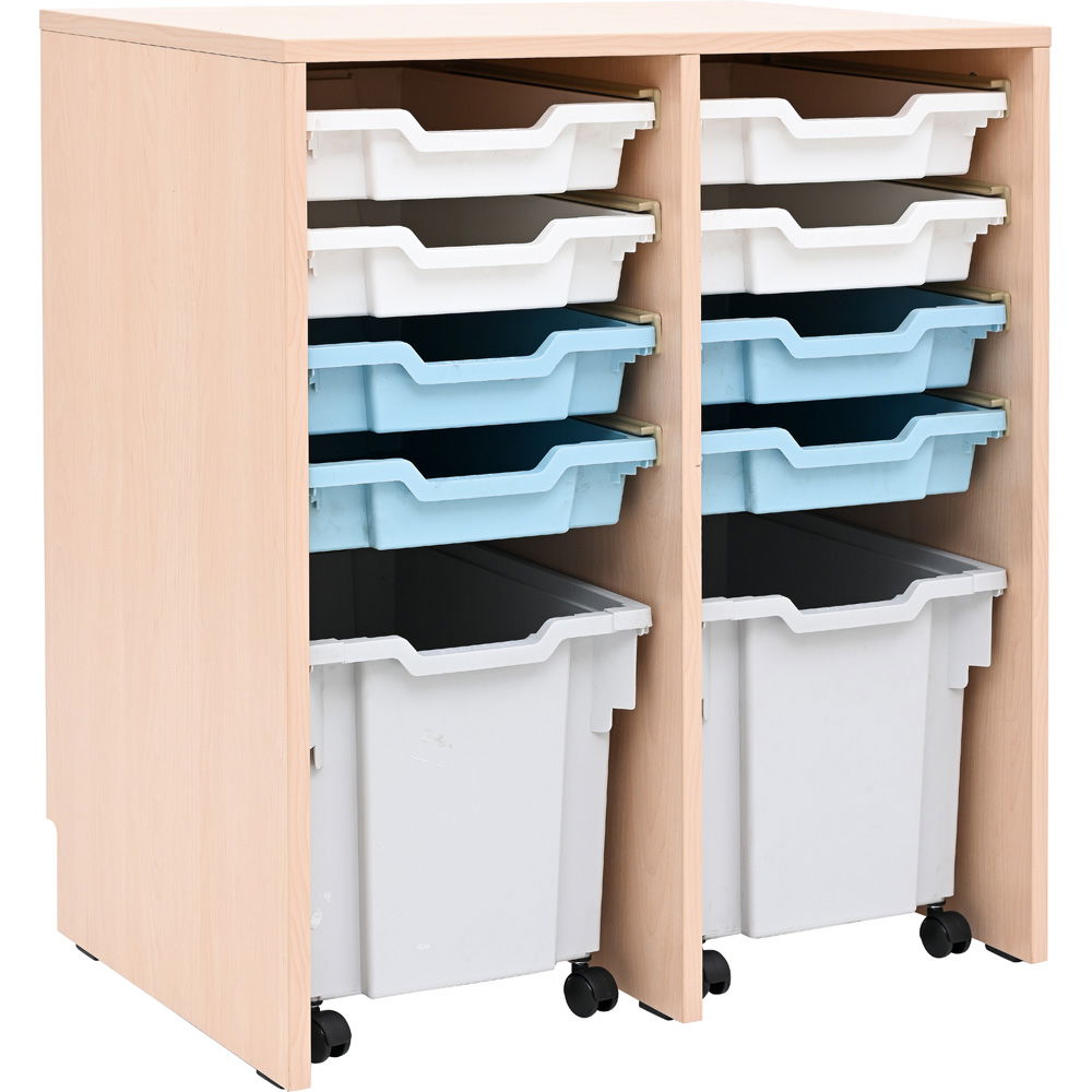 Regal Open M, B 70, mit 2+8 Behältern - Ahorn Jylland - hellgrau, weiß (Grande 91)