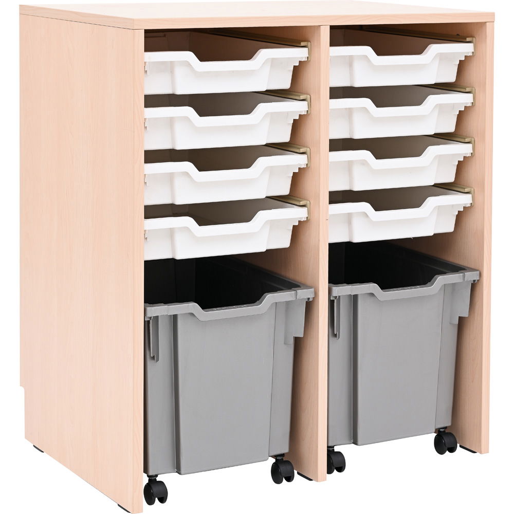 Regal Open M, B 70, mit 2+8 Behältern - Ahorn Jylland - silberfarben, weiß (Grande 92)