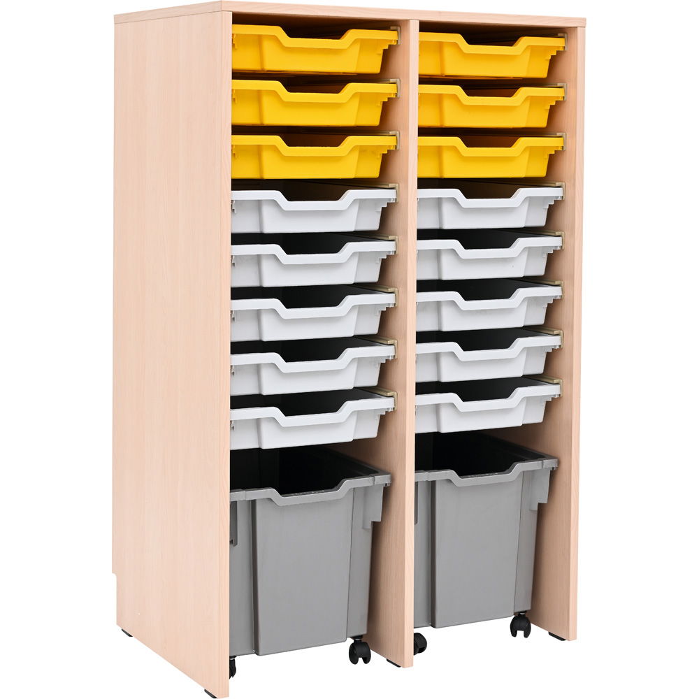 Regal Open L, B 70, mit 2+16 Behältern - Ahorn Jylland - silberfarben, hellgrau (Grande 93)