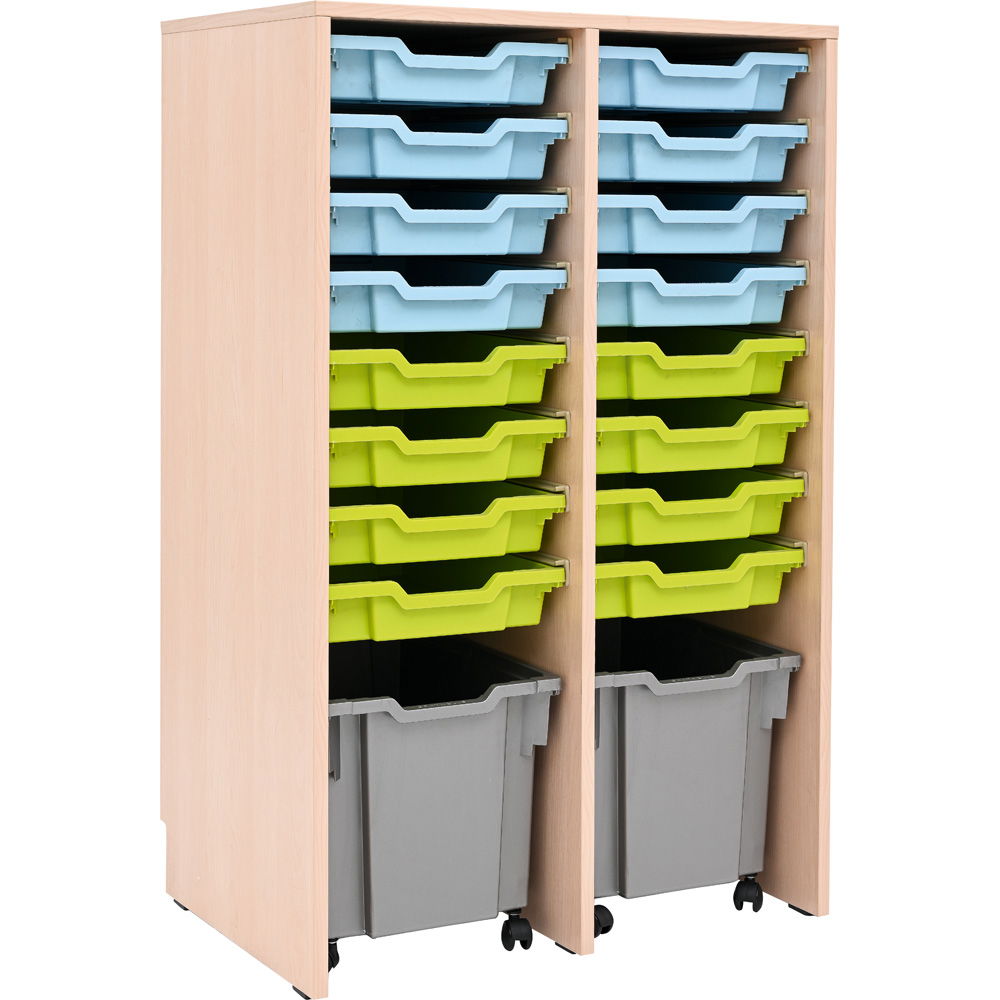 Regal Open L, B 70, mit 2+16 Behältern - Ahorn Jylland - silberfarben, grün (Grande 94)