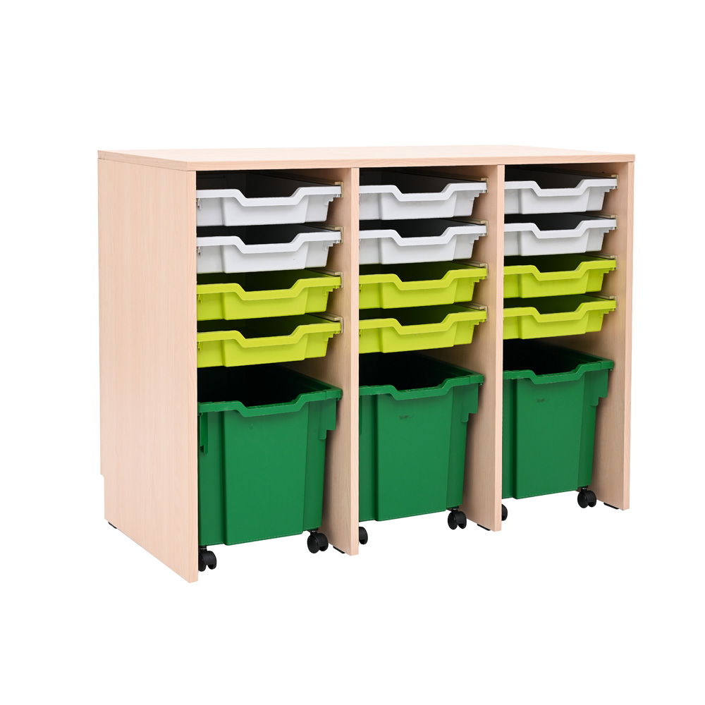 Regal Open M, B 104, mit 3+12 Behältern - Ahorn Jylland - grün, hellgrün (Grande 97)