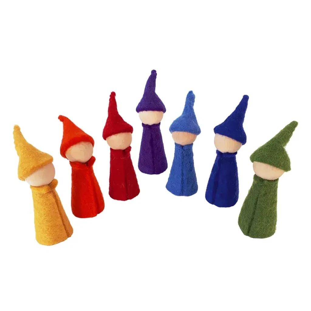 Regenbogen-Gnome / Zwerge Filz 7 Teile