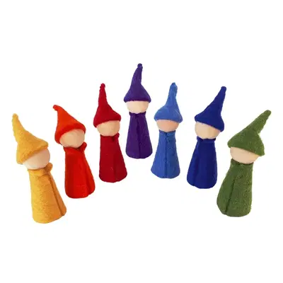 Regenbogen-Gnome / Zwerge Filz 7 Teile