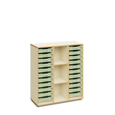 Regal „Blair“ mit 22 flachen Kunststoffboxen