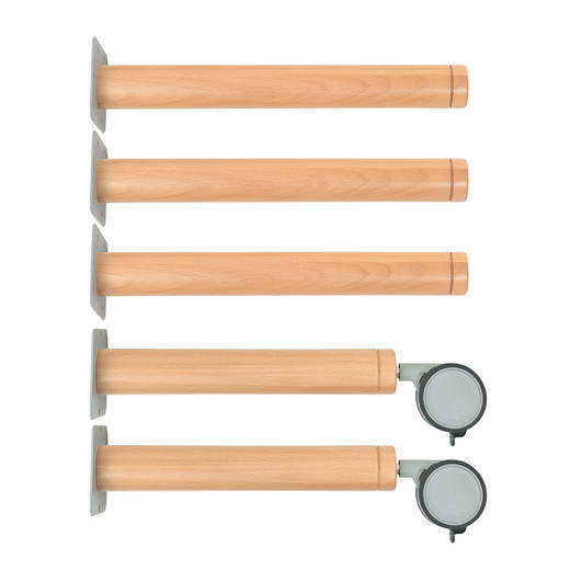 096652_a_17 Flexi Tischbeine rund, 3 Stück ohne Rollen + 2 Stück mit Rollen - 096652 a 17
